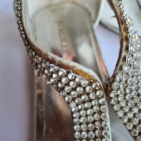 JO MERCER Size 6 Women's Silver Diamontes Leather Strappy Sandals Flats - Picture 14 of 16